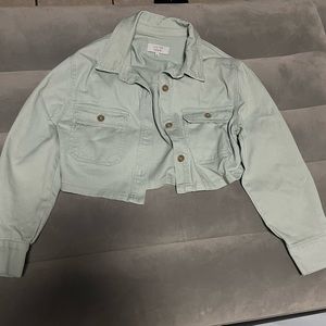 Blue Jean mint green cropped jacket